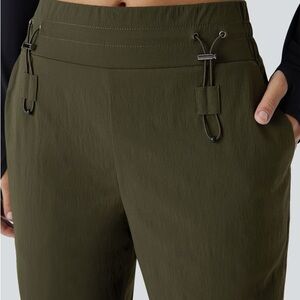 HALARA Olive Green Wear-Resistant Mid Rise Pocket Straight Leg Casual Pants